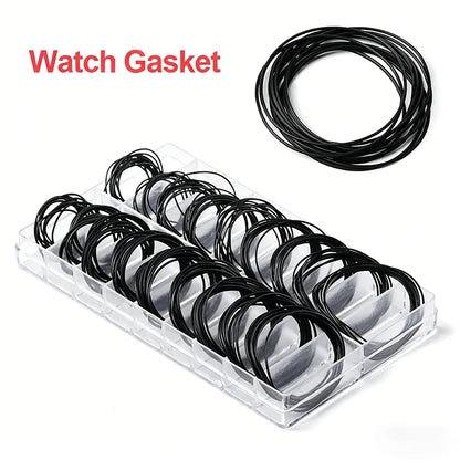 200Pcs Waterproof Watchmaker O-Ring Gaskets Thickness Seals Repair Tools Rubber Watch Back Case Crown with Grease Seal Lubricant