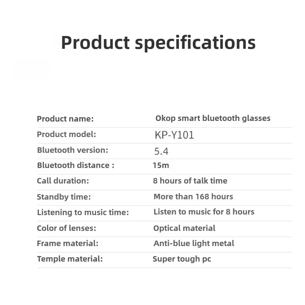 OKOP Smart Bluetooth Glasses,Waterproof Bluetooth Headset,Voice Call Glasses,Anti-blue Light Air Conduction Glasses,AI Glasses