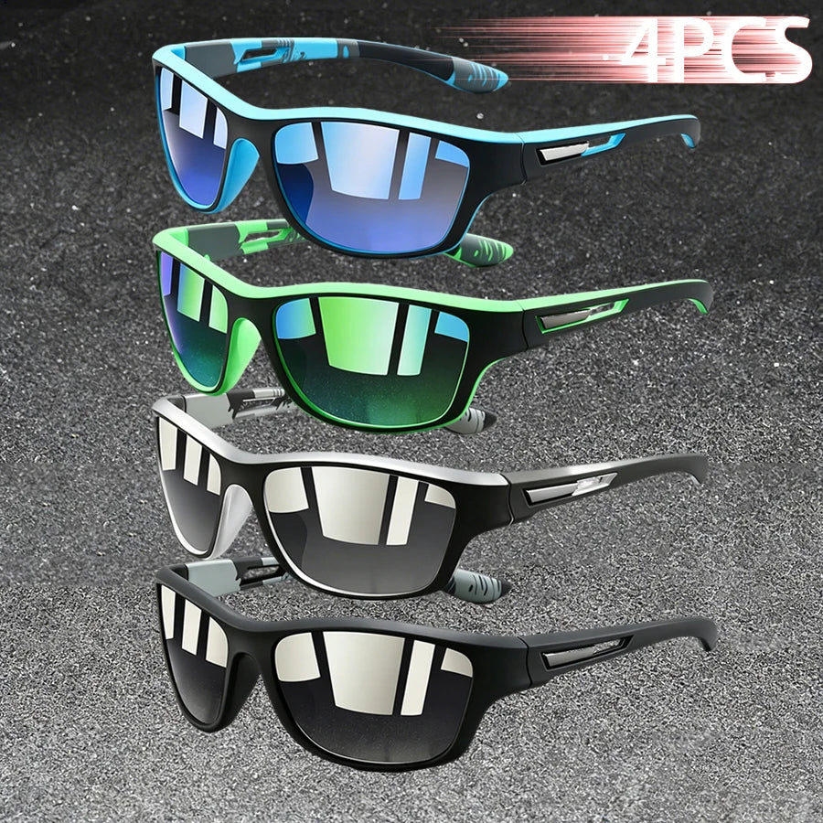 4PCS Fashion Vintage Pattern Cycling Sunglasses Men Women Running Cycling Mountaineering Sport Man Driving Fishing Sun Glasses