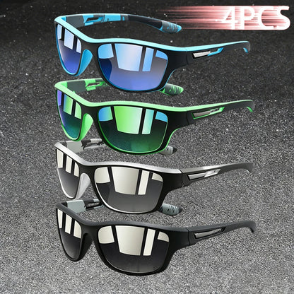 4PCS Fashion Vintage Pattern Cycling Sunglasses Men Women Running Cycling Mountaineering Sport Man Driving Fishing Sun Glasses
