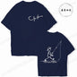 Men's Fishing Graphic T-shirt Black with Fisherman Front Back Print T-Shirts Summer Tee Fishing Trip Personality Male Tee Tops