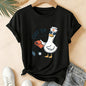 Women Funny Cuff 'Em Duck Nurse T‑Shirt Cute Cartoon Duck Blood Pressure Print Short Sleeve Tops Nurse Appreciation Gift Tees