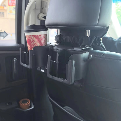 2pcs Multifunctional Car Seat Back Organizer with Cup Holder Phone Mount and Hooks - Fits Most Vehicles Holds Water Bottles