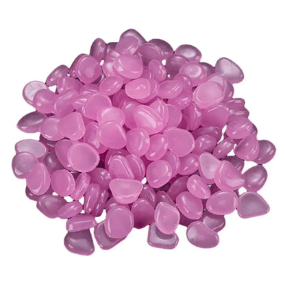 300Pcs the Garden of Light on the Dark Pebbles for Yard Rock and Manwalk Decoration Fairy Tale Garden DIY Decorative Luminous Stone
