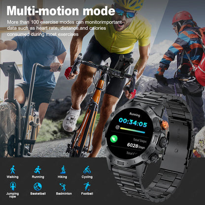 2026 AI Głos Mężczyźni Smartwatch Wojskowy Monitor Zdrowia Bezprzewodowe Połączenia Fitness Wodoodporny Sportowy Smartwatch dla Telefonów z iOS i Androidem