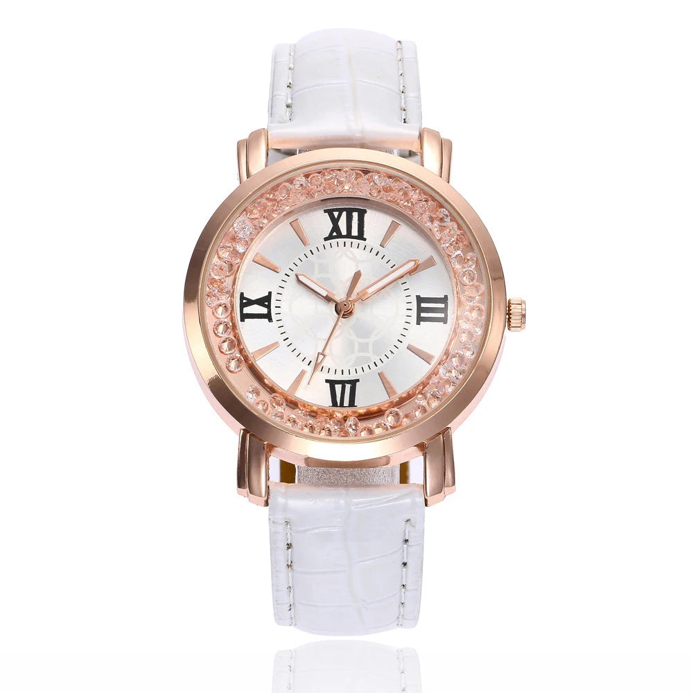 2025 Luxury Women Watch Fashion Leisure Set  Elegant Fashion Ladies Leather Quartz Wristwatch