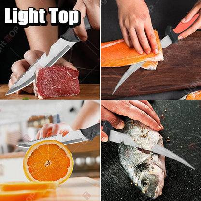 WXCOO Stainless Steel Fish Filleting Knife Sharp Butcher with Cover Multifunctional Fruit Meat Cutting Fish Boning Knives