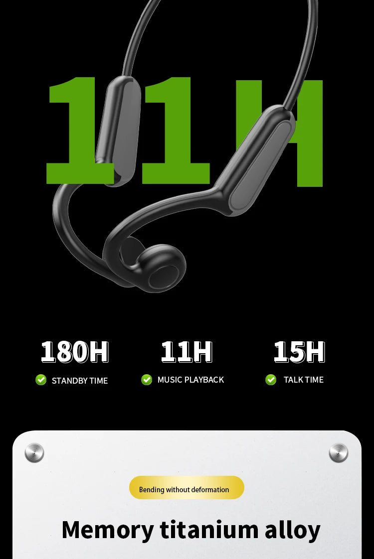 Słuchawki B8 z prawdziwym przewodnictwem kostnym Bluetooth 5.3 Sportowe słuchawki bezprzewodowe z zaczepem na ucho Wodoodporne IPX5 do biegania i jazdy samochodem
