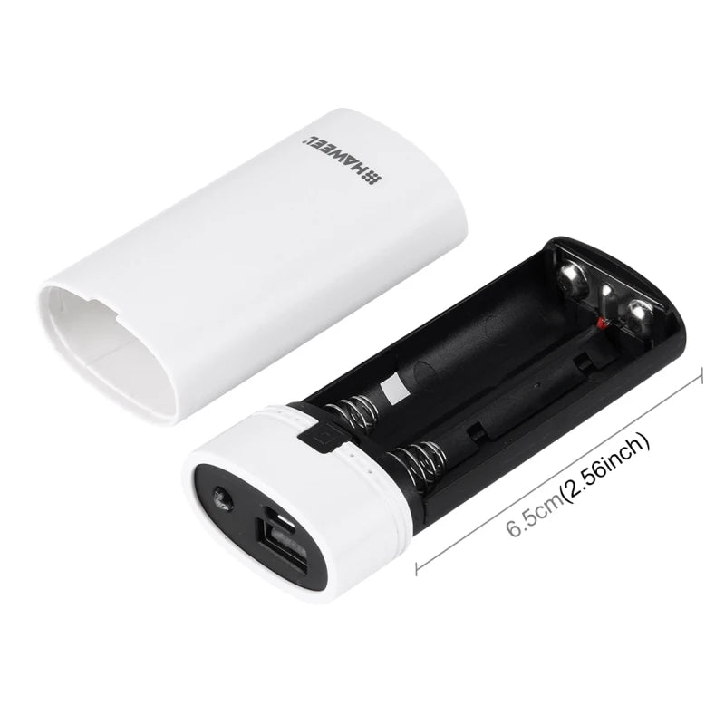 HAWEEL Phone Power Bank Box DIY 2x 18650 Battery 5600mAh Power Bank Shell Box with USB Output & Indicator, , Battery Not Include