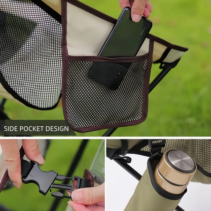 Portable Folding Moon Chair Outdoor Camping Aluminum Alloy Fishing Chair Beach Picnic Cup Bag Ultralight Folding Travel Chair
