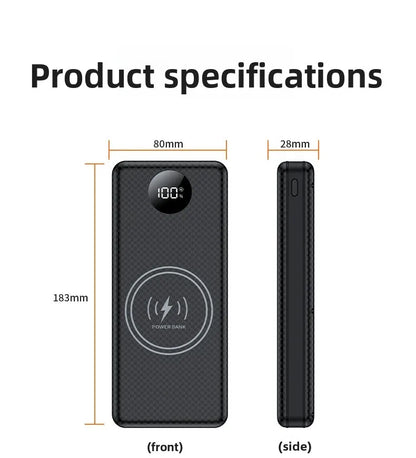 22.5W Fast Charging & Wireless Charging 18650 Battery Power Case - 8x18650 Battery Holder with Outdoor Camping LED Light