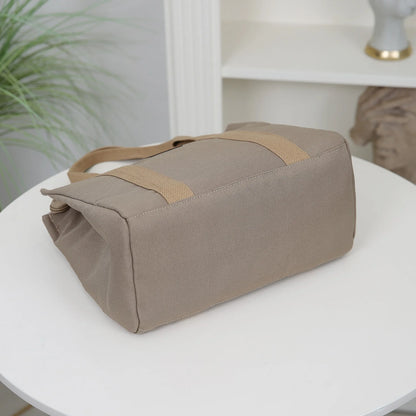 Solid Color Lunch Bag, Tote Bag with Foil Inner Zipper Closure Large Capacity Portable, Work, School, Utility Bag with Meals