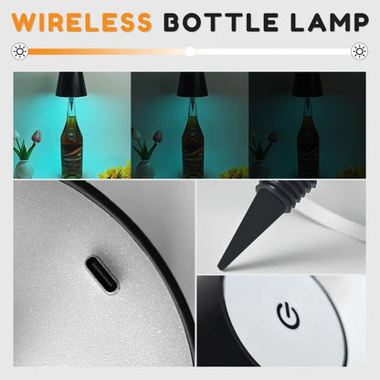 AITHEA Wireless LED Wine Bottle Light Rechargeable Vases Table Lamp Touch Switch Night Light for Cafe Bar Club Restaurant Decor