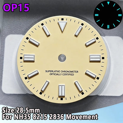 28.5mm NH35 Watch Dial Luminous Dials Single Calendar Dial Suitable For NH35 Movement Can Support DIY Dial Customization Logo