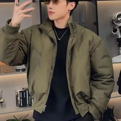 Retro American pilot jacket men's new standing collar short jacket cool and versatile loose Korean version autumn and winter top