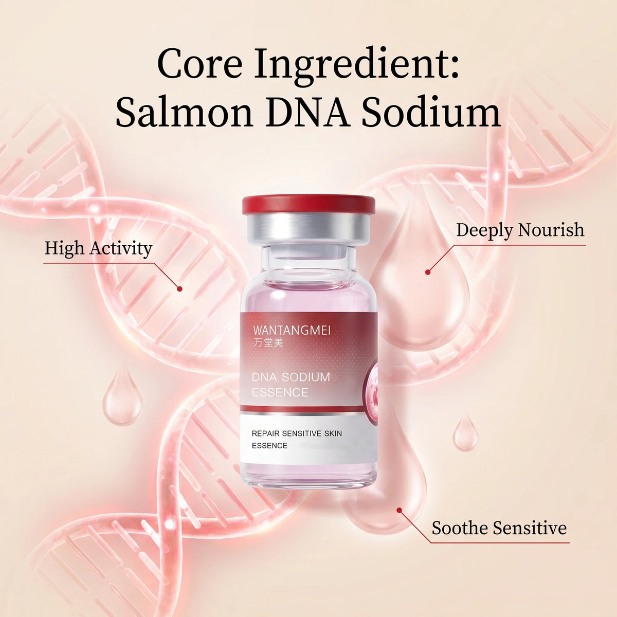 Salmon Dna Sodium Hydrating Kinetic Essence Fade Fine Lines Facial Moisturizing Brightning Anti Aging Firming Skin Care