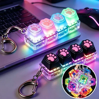 Original Multi-Style LED Light-Up Keycap Keychain Clicker Fidget Toy Stress Relief Portable Desk Accessory for Kids Adults
