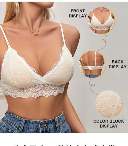 Lace Bra And Panties Set Women Push-Up Bralette Low-Rise Briefs Padded Lingerie Set Female Wireless Underwear Sexy Intimates