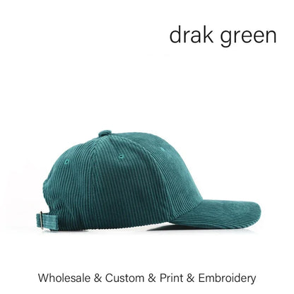 SLECKTON Custom Baseball Cap for Women and Men Fashion Design Brand LOGO Letter Embroidery Hats Corduroy Hats Unisex Wholesale