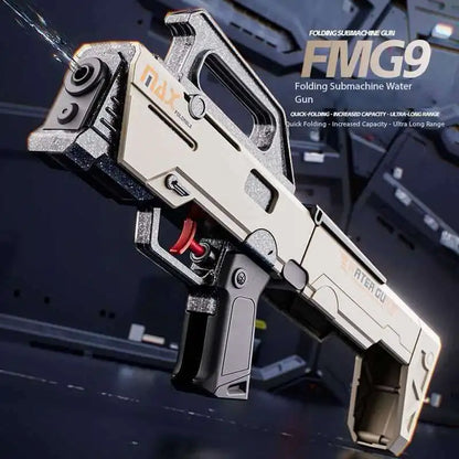 New FMG9 Folding Submachine Water Gun With Manual Continuous Firing Ultra Long Range Large Capacity  Water Play Toys Water Gun ﻿