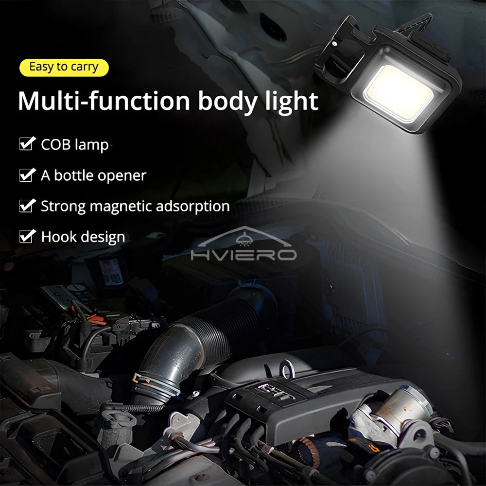 COB Work Light Flashlamp Mini Flashlight Keychain Carry LED Waterproof USB Charge Convenient Emergency Outdoor Lighting Camping