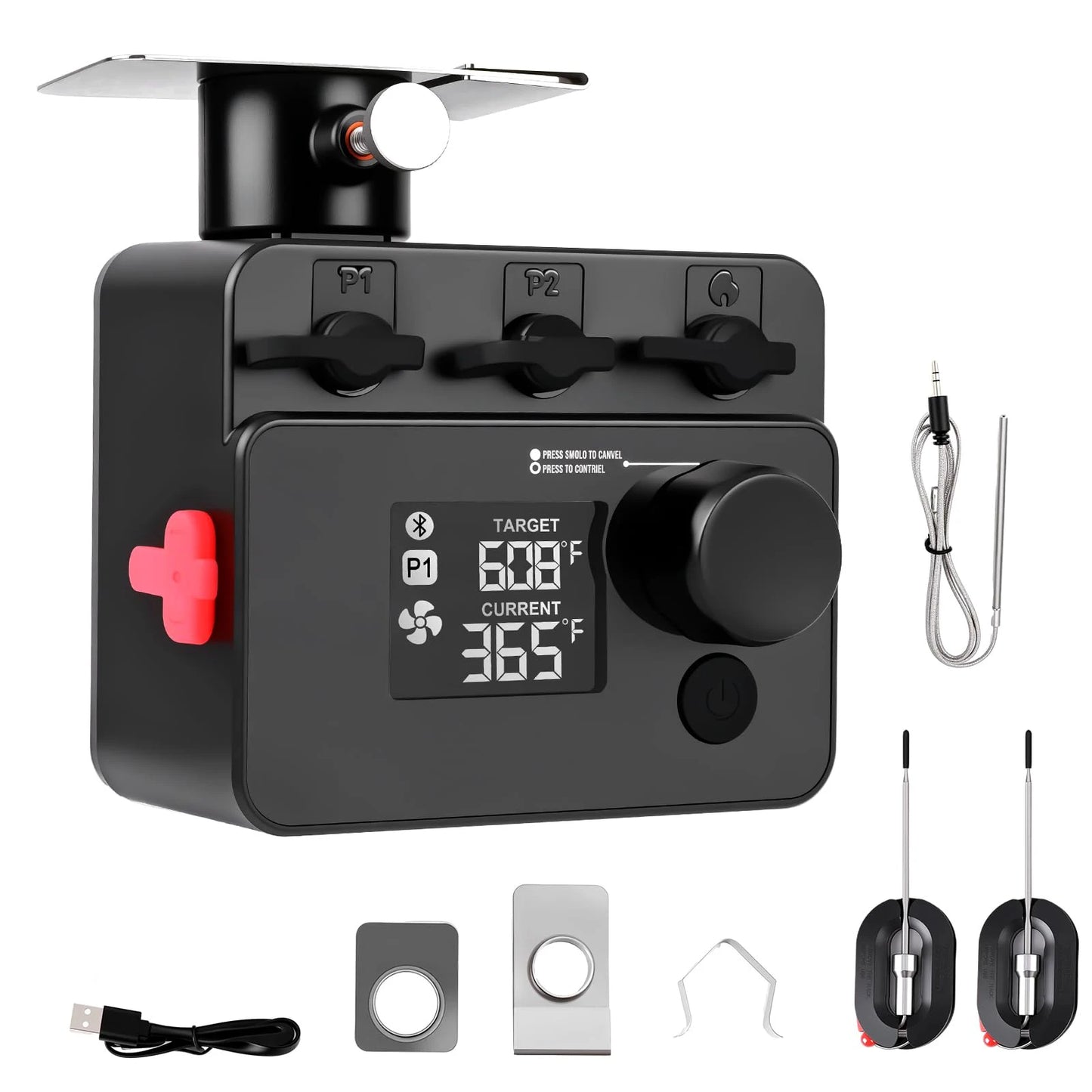 Wireless Bluetooth Meat Thermometer PID BBQ Fan Controller Temperature Control Probe for Smoker Kamado Oven
