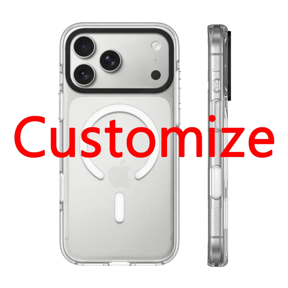 Acrylic Black Border For MagSafe Phone Case For iPhone 18 17 Pro Max 16 15 14 13 12 Pro Max Magnetic Customizable Patterns Cover