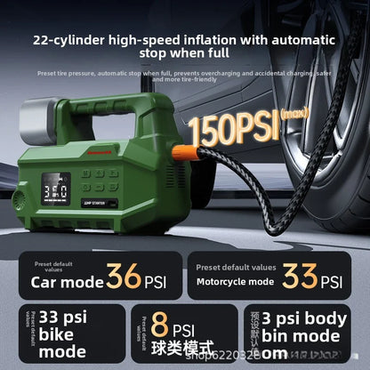 2-in-1 Car Jump Starter with Air Pump Portable Battery Booster Digital Tire Inflator for Car Truck Motorcycle
