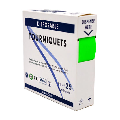 Free Shipping 25pcs/box Multi-color Available 2.5cm*45cm Disposable Tournique First-Aid TPE Medical Necessities Tourniquet Strap