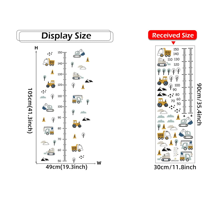1PC Cartoon Car Height Measurement Wall Stickers for Waterproof Removable PVC Kids Room Kindergarten Home Decoration