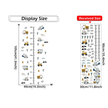 1PC Cartoon Car Height Measurement Wall Stickers for Waterproof Removable PVC Kids Room Kindergarten Home Decoration