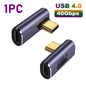 Złącze ładowarki USB 4.0 PD 100W 8K 60Hz do Macbooka 40Gbps Szybki adapter USB-C OTG U-kształtny prosty kąt męski na żeński