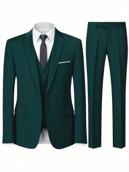 2pcs Men's All-Season Suit Set, Jacket And Trousers, Comfortable Wear for Wedding, Party And Formal Dinner
