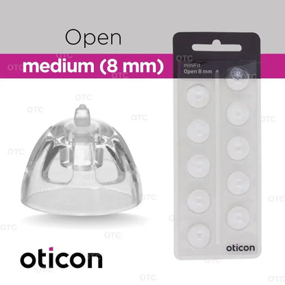 Oticon Minifit Open Domes for Hearing Aids - Replacement Tips in 6mm 8mm 10mm Sizes Compatible with Oticon Models