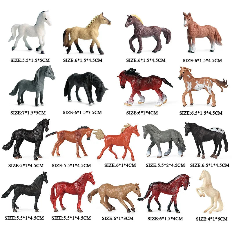 Oenux Farm Horse Race Model Action Figures DIY Equestrianism Horseman Animals Figurine Cute Education Collection Kids Toy Gift