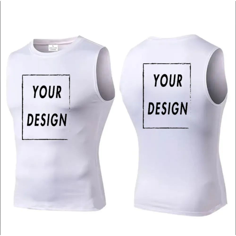 elastic sleeveless running Gym men's and women's free custom logo compression vest, quick drying sports sleeveless T-shirt