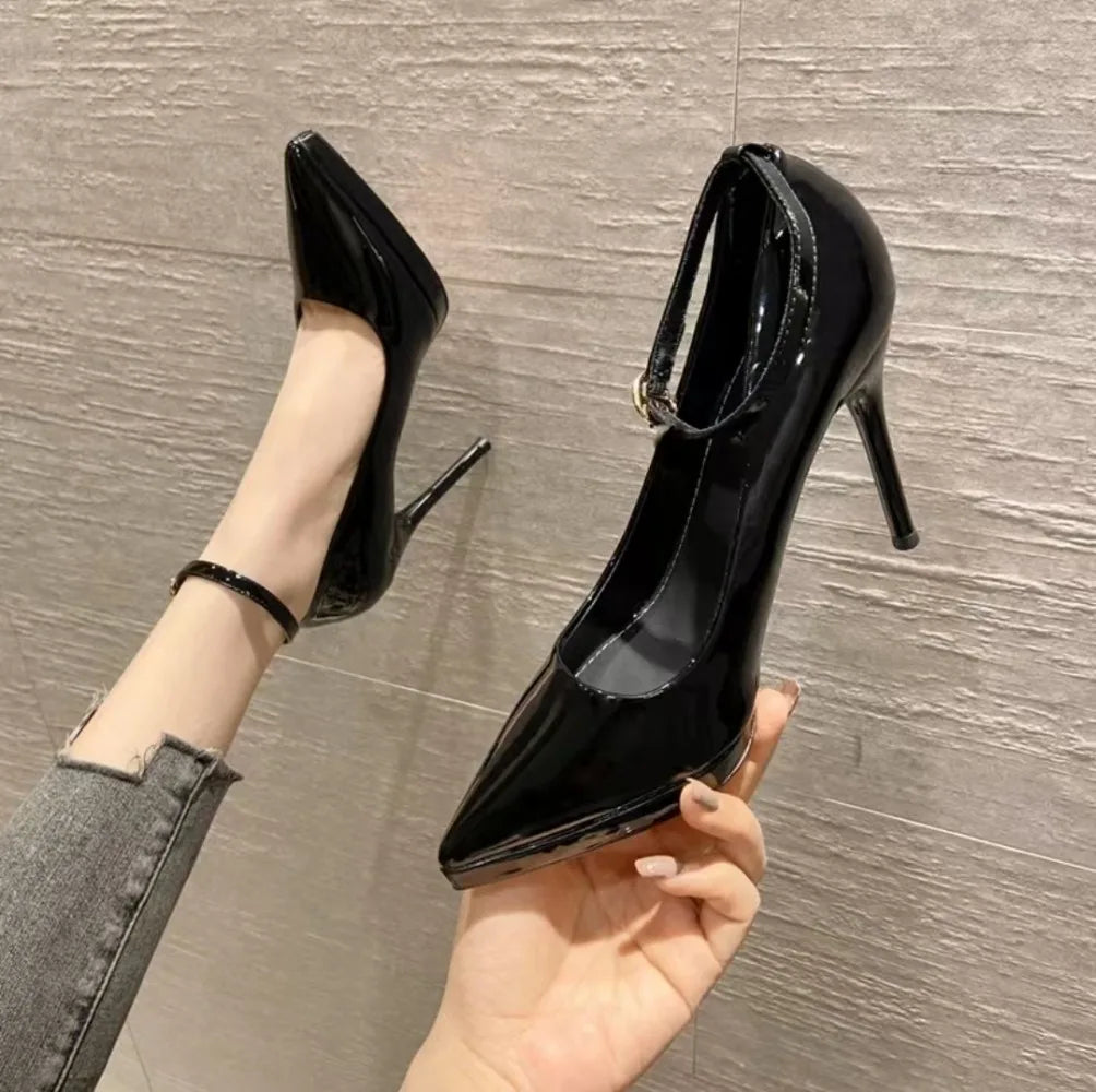 11cm Super High Stiletto Heels Pumps Women Shoes Spring/autumn Ankle Strap Pointed Toe Big Size Elegant Office Shoes