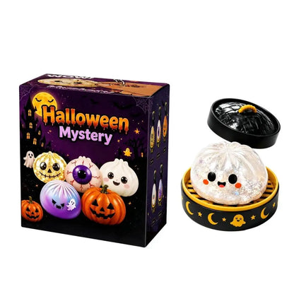 5.5cm Soft Squishy Dumpling Toy With Halloween Theme Steamed Box Slow Rising Funny Sensory Toy Decompression Squeeze Toy Gift