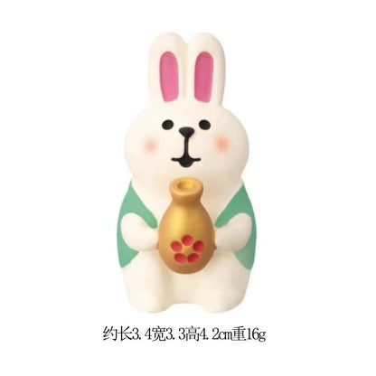 Sakura Series Miniature Zakka Japanese Style Cute Handmade Cat Rabbit Bird Figurines Resin Ornament Desktop Car Home Decor Gifts