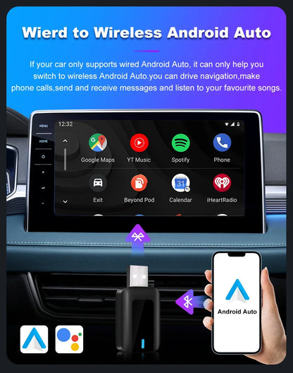 2 in 1 CarPlay Wireless Adapter Android Auto To USB car play Wireless Intelligent Systems Wireless Adapter Mini AI Box for Car