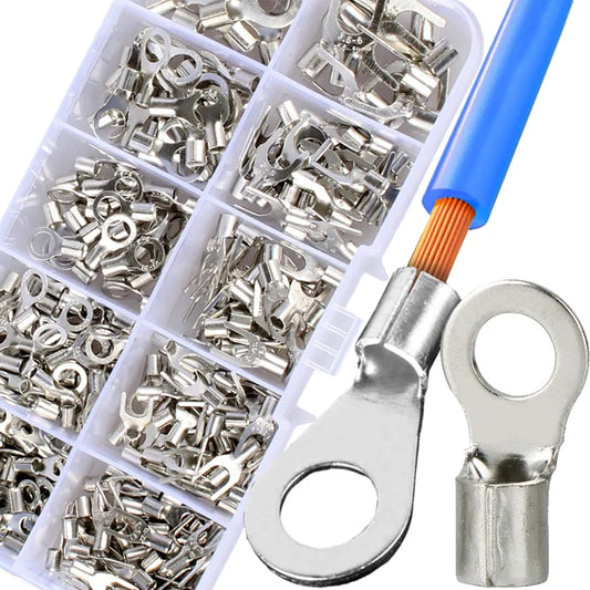 O/Y Type Copper Ring Fork Terminals Kit Insulation Cold-Pressed Terminal Electrical Brass Cable Wire Connector Crimp Spade Clip