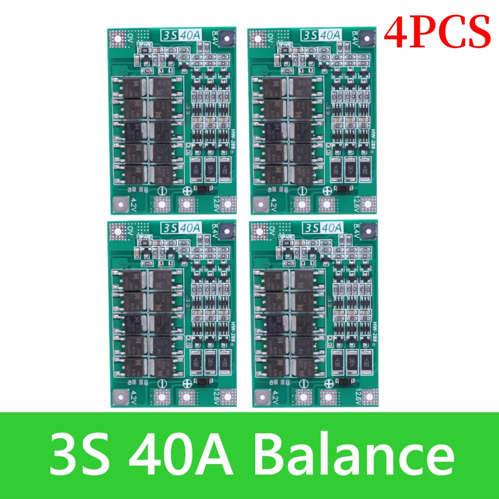 BMS 3S/4S 5A 10A 20A 25A 40A 60A Płytka zabezpieczająca ładowarkę do akumulatorów litowo-jonowych 18650 do wiertarki 12 V z funkcją wzmocnienia/balansu