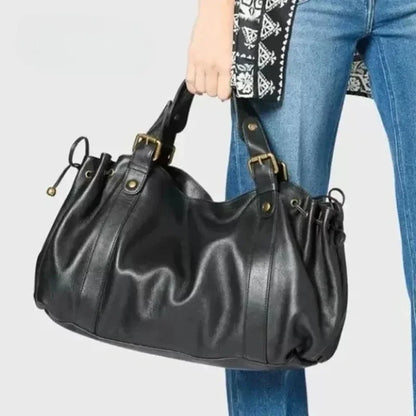 Fashion Large Capacity Boston Bag Designer Women Handbags Luxury Soft Crumpled Pu Leather Shoulder Crossbody Bags Commuter Bag