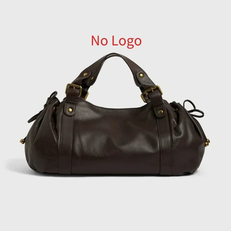 Fashion Large Capacity Boston Bag Designer Women Handbags Luxury Soft Crumpled Pu Leather Shoulder Crossbody Bags Commuter Bag