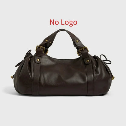 Fashion Large Capacity Boston Bag Designer Women Handbags Luxury Soft Crumpled Pu Leather Shoulder Crossbody Bags Commuter Bag