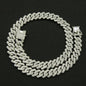 Fashion Men Cuban Link Iced Out Necklace 14MM width Rhinestones Chain Rapper CZ Cuban Chain Necklace Hip Hop Birthday Jewelry