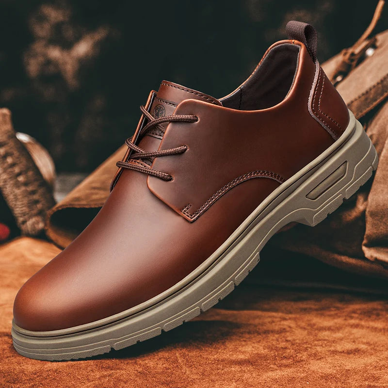 CLOHOO Handmade Men's Business Casual Shoes Comfortable Classic Lace-Up Work Shoes Fashionable Wedding Men's Footwear