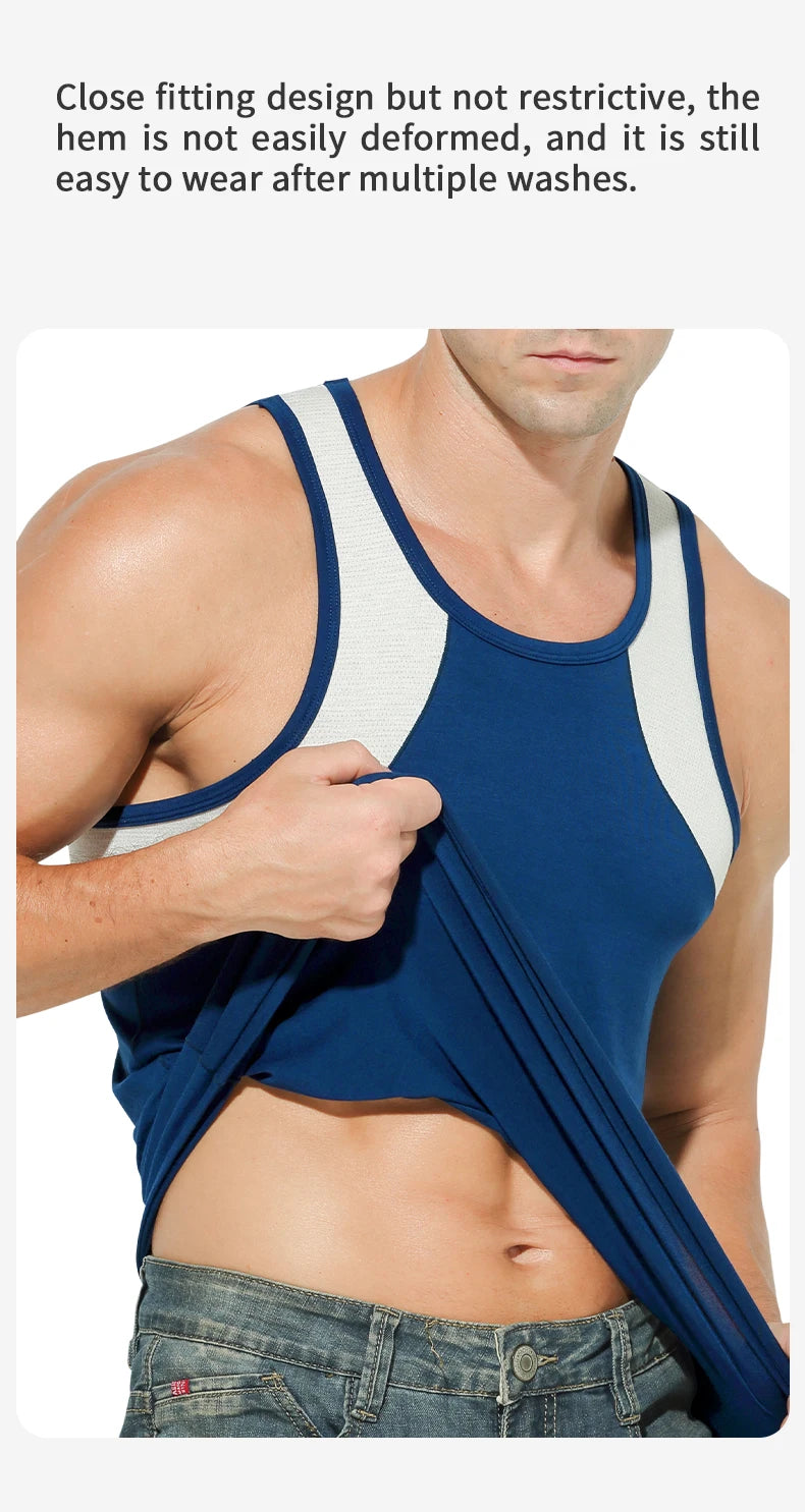 Vest Men's Comfortable Breathable Sling Hurdle Short-Sleeved Young Boys Sports Running Sleeveless T-Shirt Bottoming Shirt Unders
