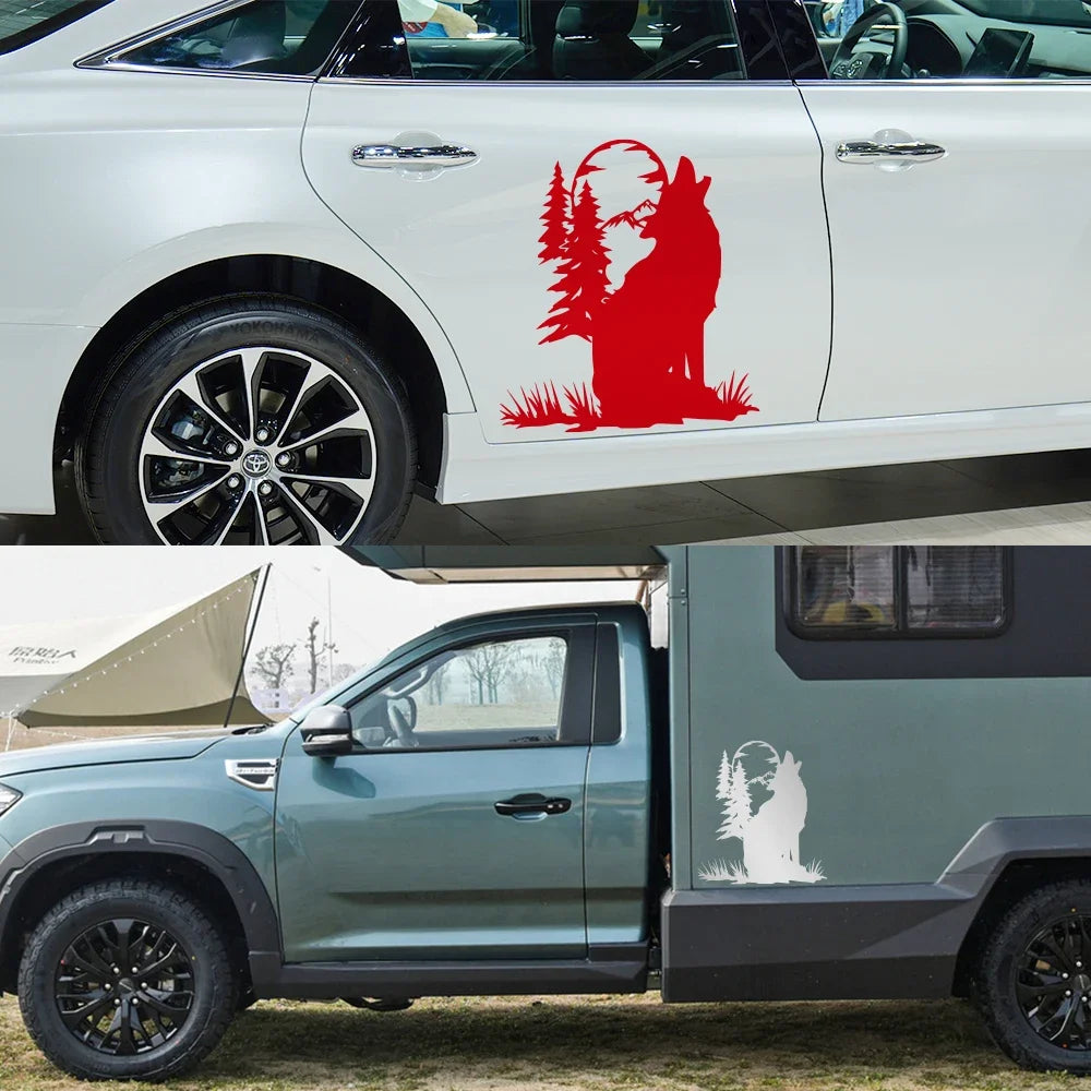 Creative Wolf Tree Forest Decor Sticker Car Body Side Decoraiton Vinyl Waterproof Decor Decal Decoration Auto Tuning Accessories