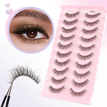 Lashes 3/10 Pairs Half Lashes Cat Eye Natural Long Lashes 3D Mink Eyelashes Full Strip Lashes Makeup Extension Tools